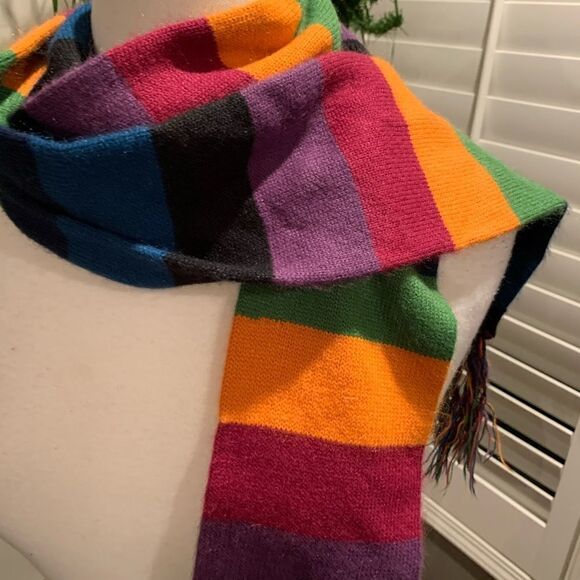 Multi color acrylic scarf with fringe by Cejon - Picture 2 of 6